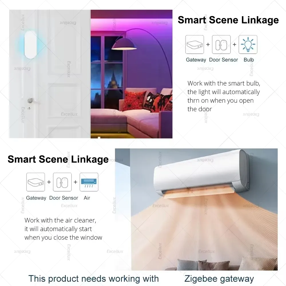 Capteur de porte-fenêtre Zigbee, détecteur d'ouverture et de fermeture, alarme de sécurité pour maison intelligente, compatible Alexa, Home Assistant et Z2M 6