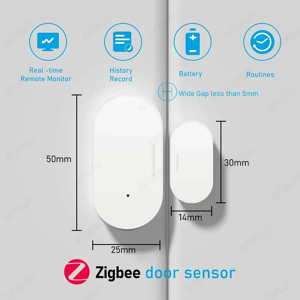 Capteur de fenêtre Zigbee en situation dans un intérieur