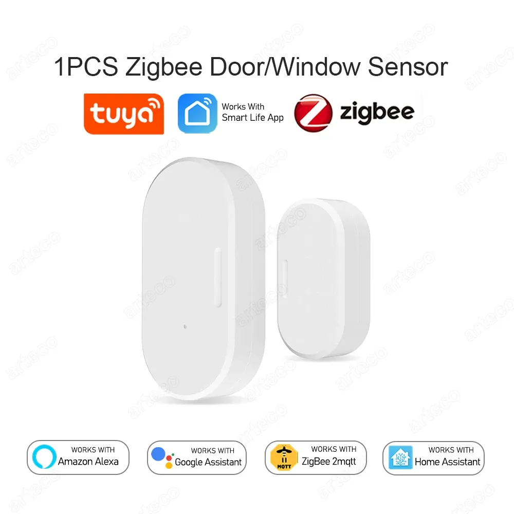 Capteur de porte-fenêtre Zigbee, détecteur d'ouverture et de fermeture, alarme de sécurité pour maison intelligente, compatible Alexa, Home Assistant et Z2M 7