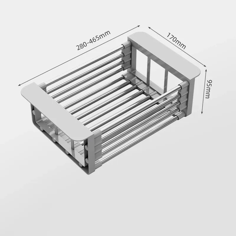 Égouttoir d'évier extensible en acier inoxydable pour fruits et légumes 7