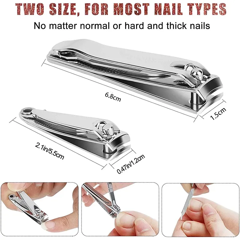 Coupe-ongles en acier inoxydable résistant aux éclaboussures, pour ongles durs, à lames larges et durables - Image 1