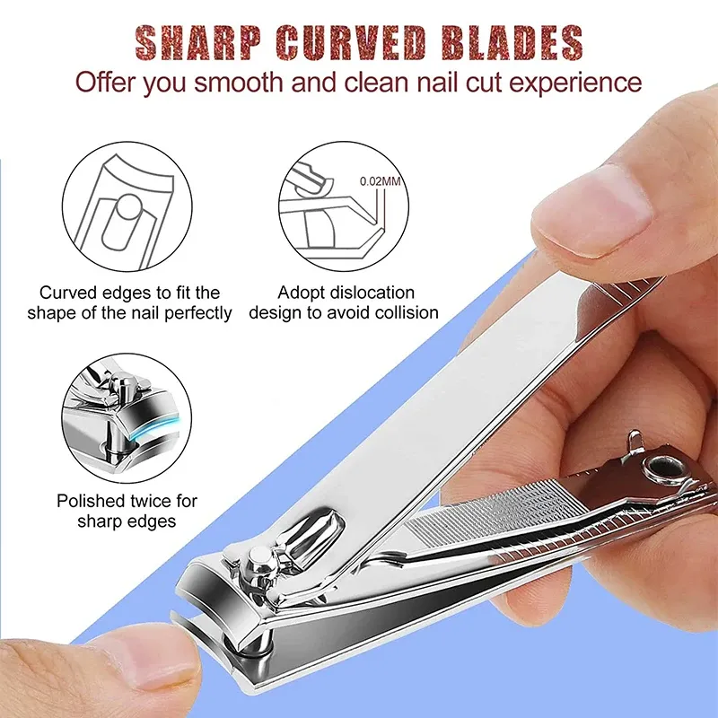 Coupe-ongles en acier inoxydable résistant aux éclaboussures, pour ongles durs, à lames larges et durables 2
