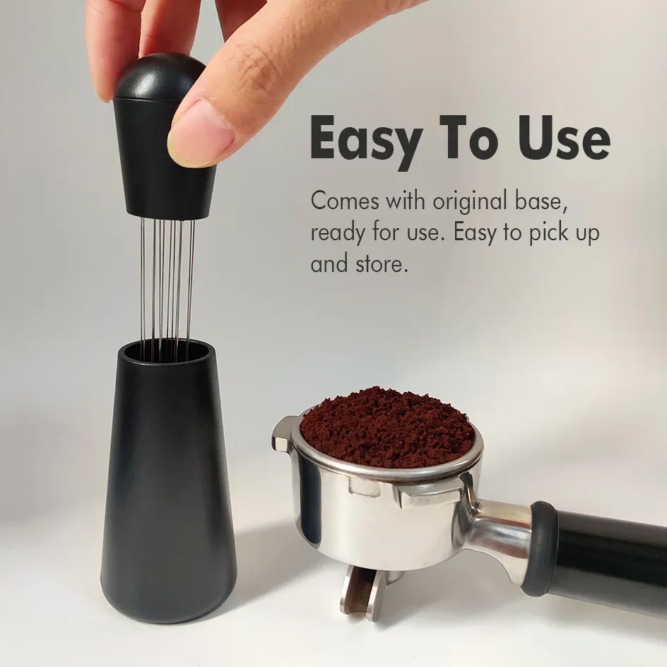 Agitateur à espresso, outil de distribution manuel pour barista, distributeur d'aiguilles à manche en bois 2