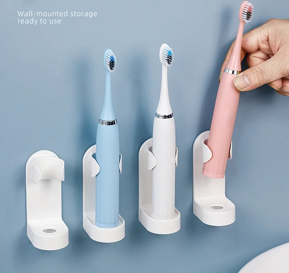 Support mural élégant pour brosse à dents électrique dans une salle de bain moderne