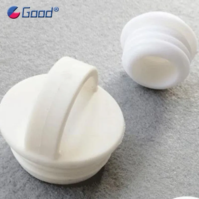 Bouchon de vidange rond en silicone blanc avec poignée pour seau à serpillière