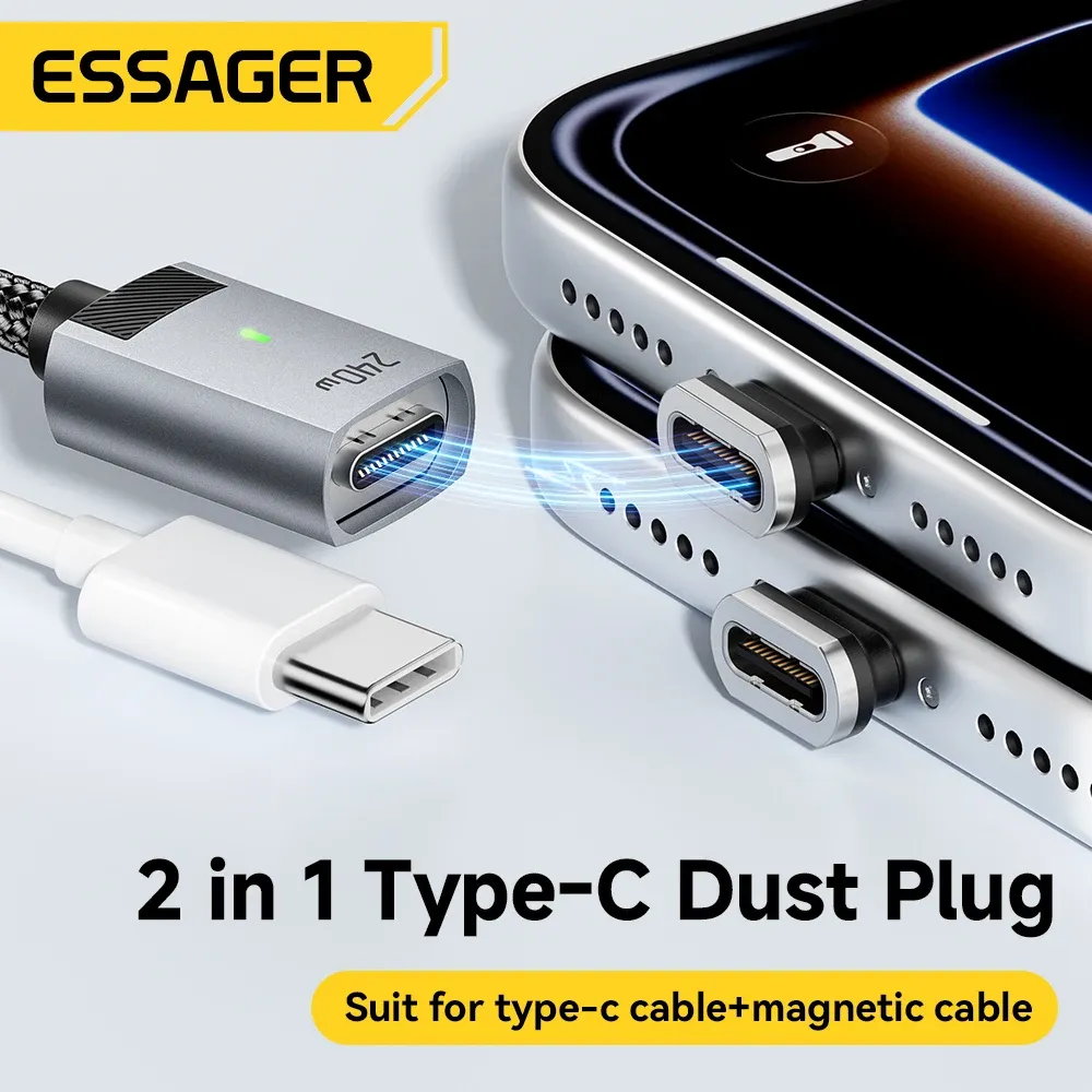 Câble de charge magnétique Essager 240 W avec marqueur E, USB-C vers USB-C, charge rapide PD 3.1 pour iPhone 17, iPhone 16, Samsung S25, iPad et ordinateur portable 3