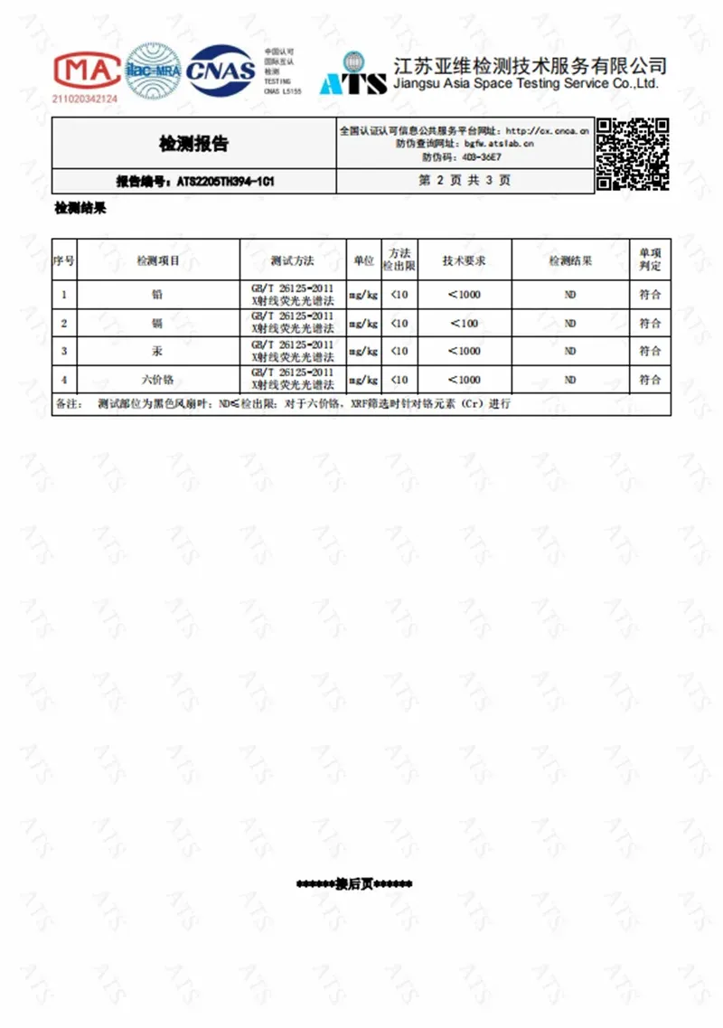 Rapport de test, page 2