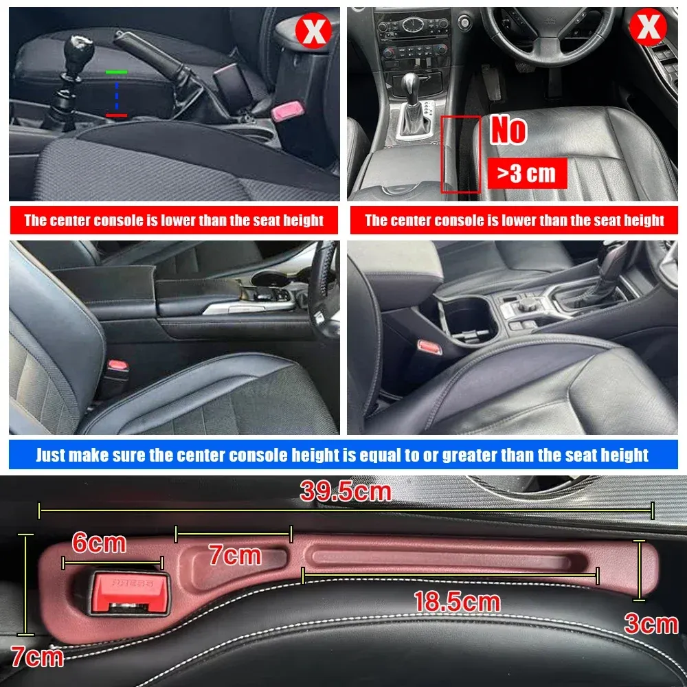 Lot de 2 organisateurs de siège auto universels en PU anti-fuite, comblant l'espace entre les sièges 2