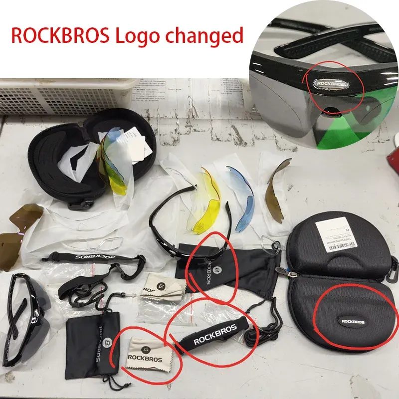 Lunettes de cyclisme polarisées ROCKBROS – Lunettes de soleil de sport pour VTT et route – Monture en PC – Kit 5 verres 6