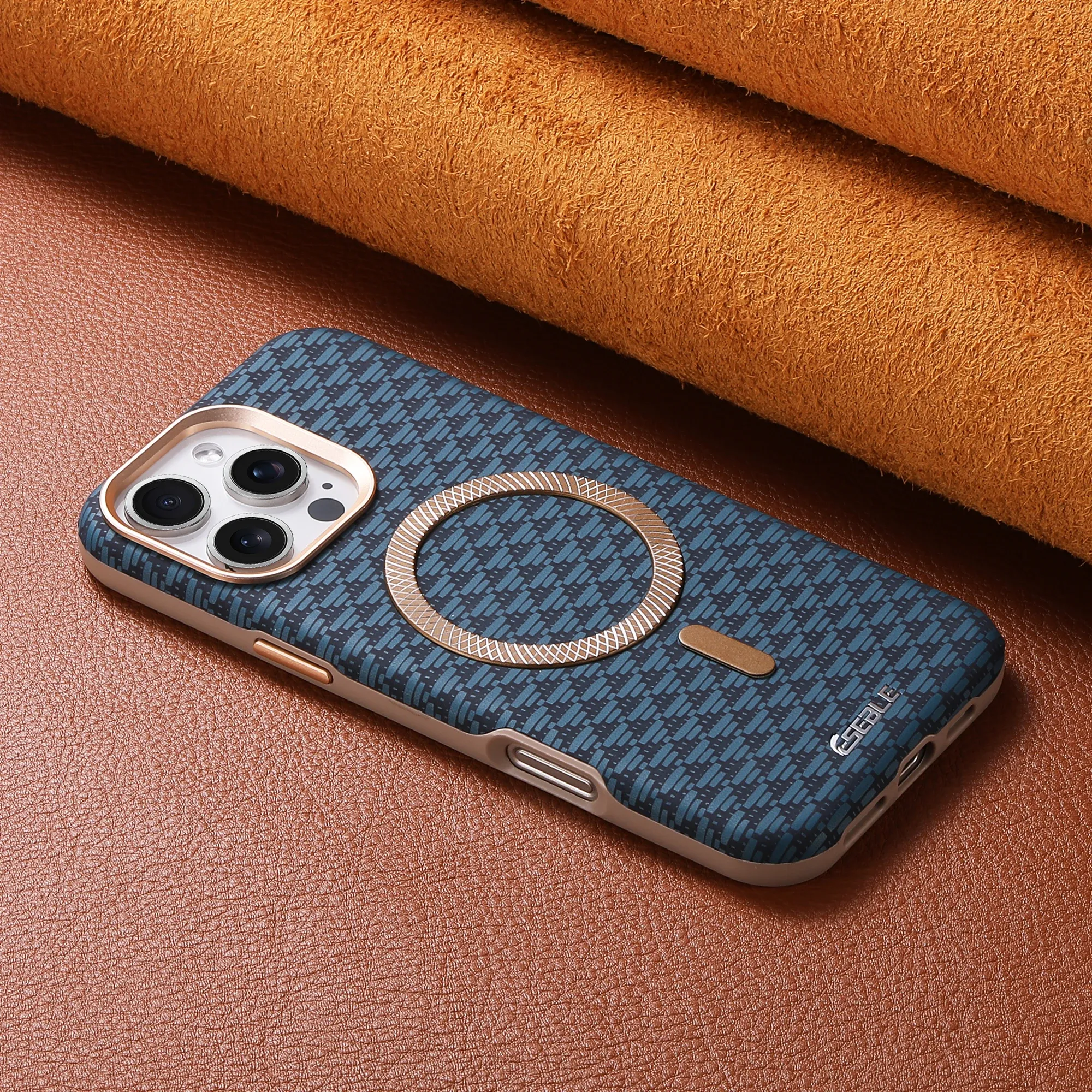Coque en cuir de luxe à finition fibre de carbone pour iPhone 13 à 18 Pro Max, compatible MagSafe, anti-chute - Image 1