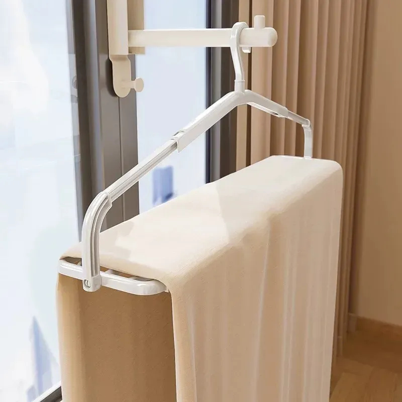 Porte-vêtements télescopique antidérapant sans trace, support multifonctionnel pour manteaux, serviettes, couettes et draps – Organisateur de balcon - Image 1