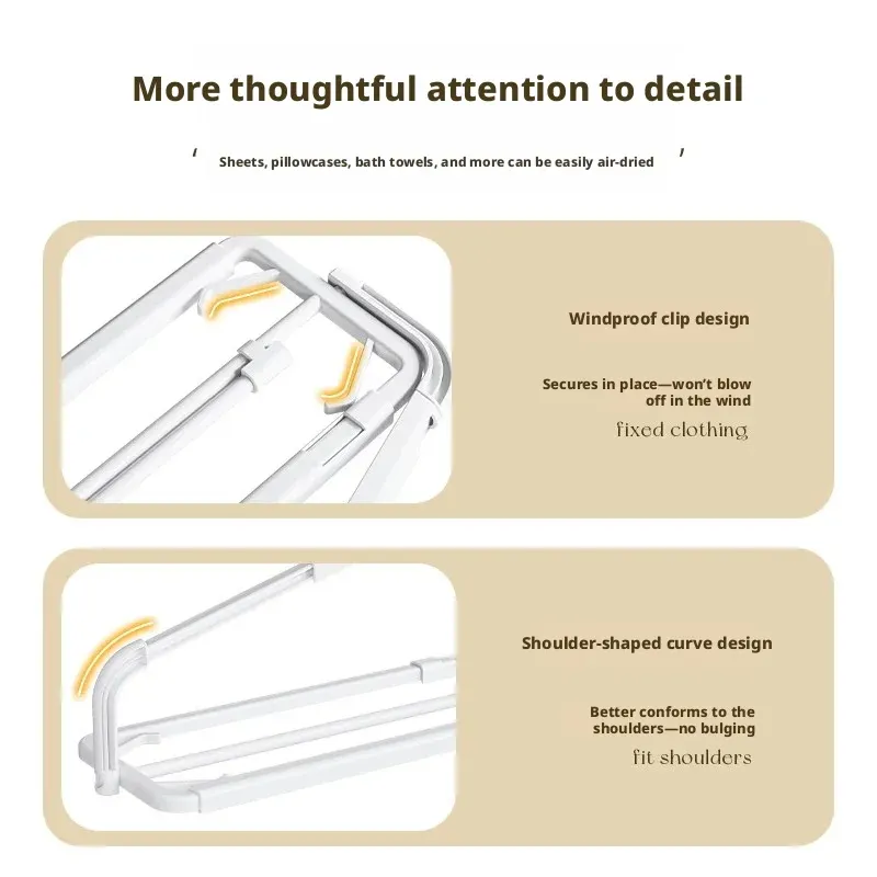 Porte-vêtements télescopique antidérapant sans trace, support multifonctionnel pour manteaux, serviettes, couettes et draps – Organisateur de balcon 5