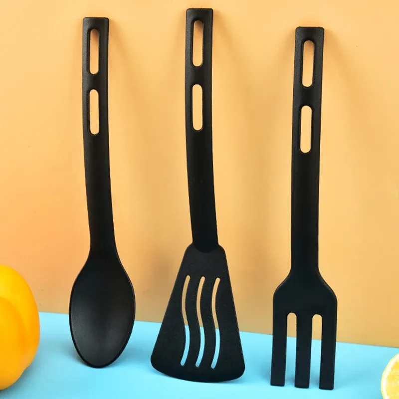 Ensemble de 3 ustensiles de cuisine en nylon pour enfants : cuillère, fourchette et pelle à fente rotative 2