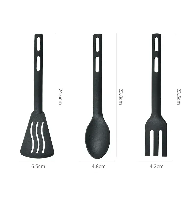 Ensemble de 3 ustensiles de cuisine en nylon pour enfants : cuillère, fourchette et pelle à fente rotative 6