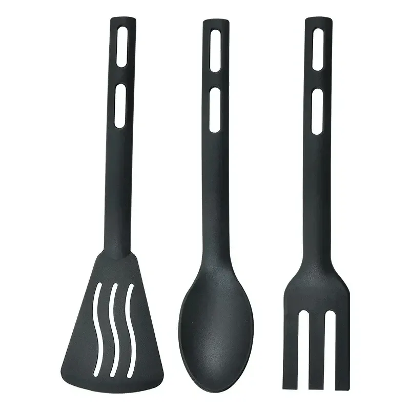 Ensemble de 3 ustensiles de cuisine en nylon pour enfants : cuillère, fourchette et pelle à fente rotative 10