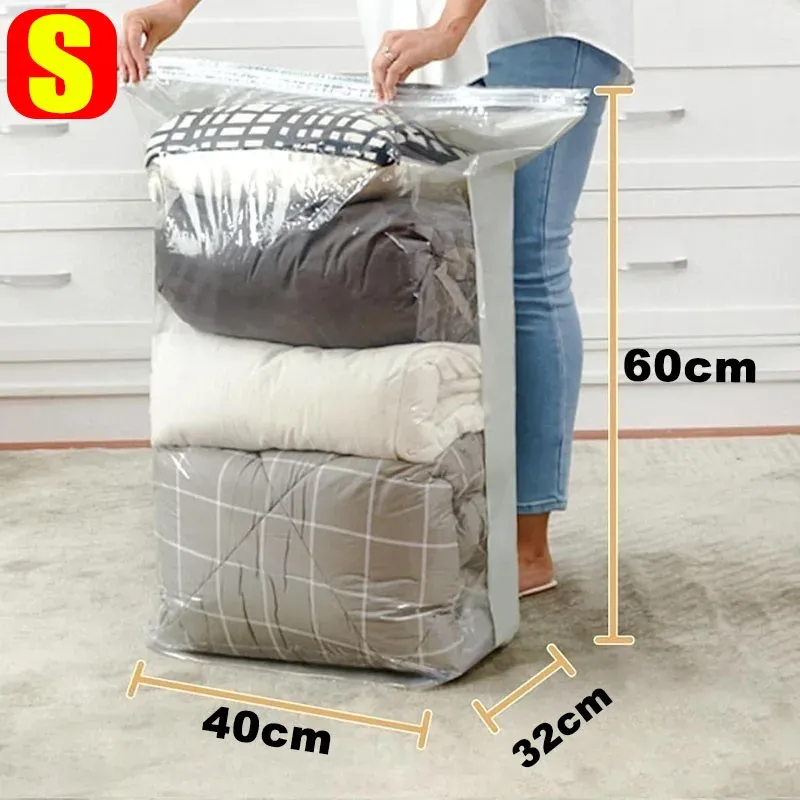 Sac de compression sous vide cubique grande capacité, sans pompe, pour vêtements et couettes 7