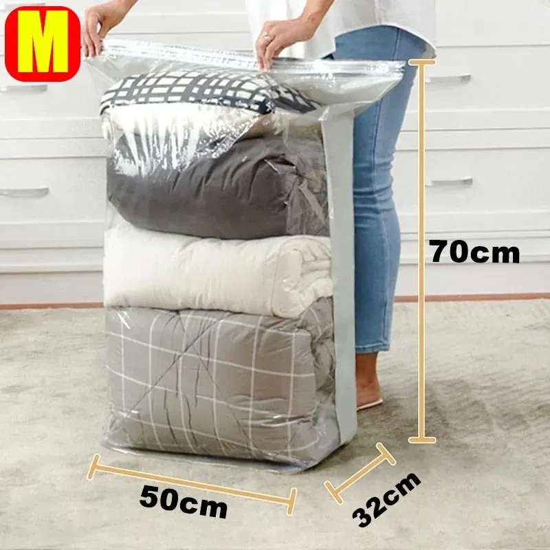 Sac de compression sous vide cubique grande capacité, sans pompe, pour vêtements et couettes 8