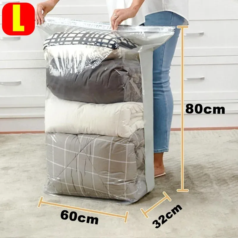 Sac de compression sous vide cubique grande capacité, sans pompe, pour vêtements et couettes 9