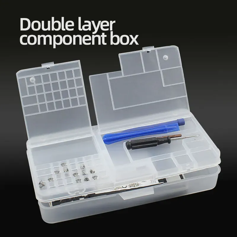 Boîte de rangement transparente en plastique à compartiments pour composants électroniques et petites vis