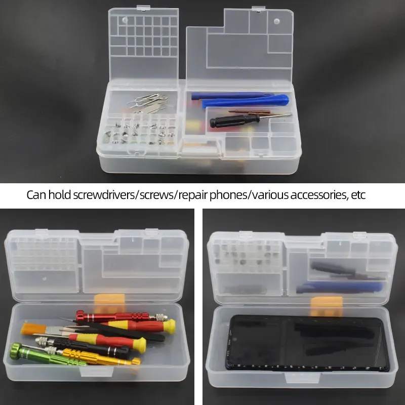 Boîte de rangement transparente en plastique à compartiments pour composants électroniques et petites vis 4