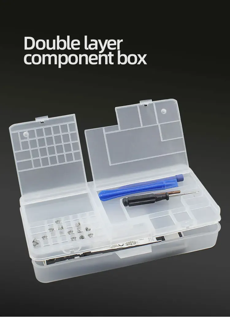 Boîte de rangement en plastique transparent pour composants électroniques