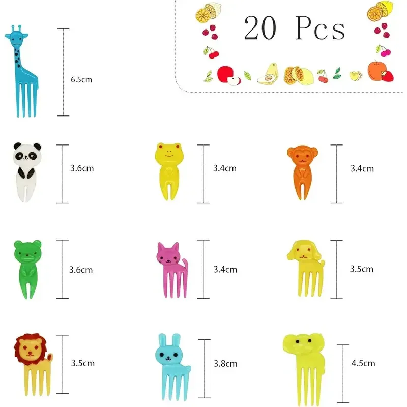 Lot de 10 à 70 pics alimentaires en plastique en forme d'animaux pour enfants : fourchettes à fruits, cure-dents et brochettes pour la décoration de boîtes à bento 3