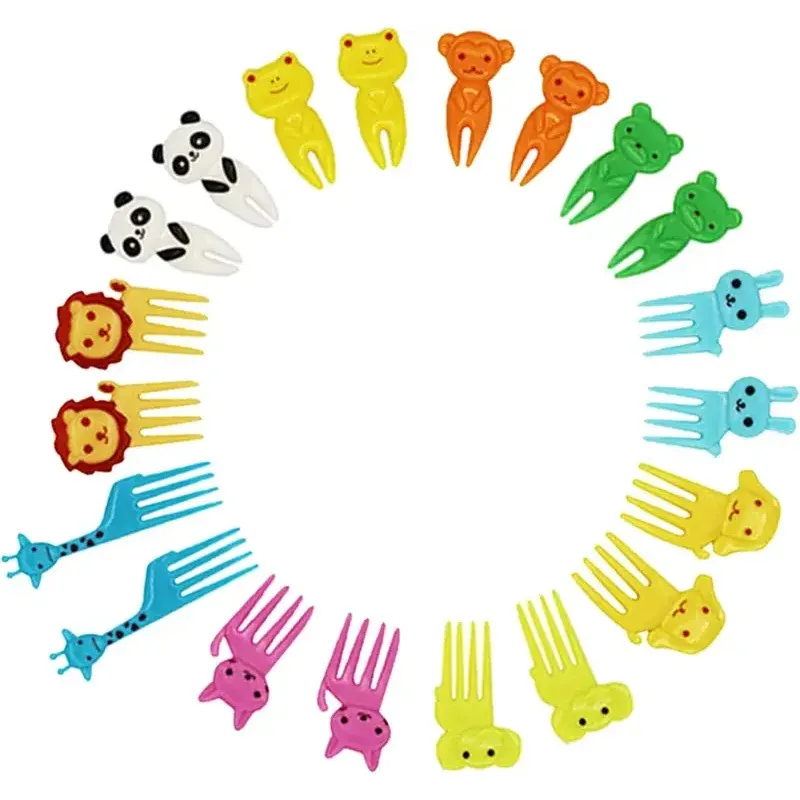 Lot de 10 à 70 pics alimentaires en plastique en forme d'animaux pour enfants : fourchettes à fruits, cure-dents et brochettes pour la décoration de boîtes à bento - Image 1