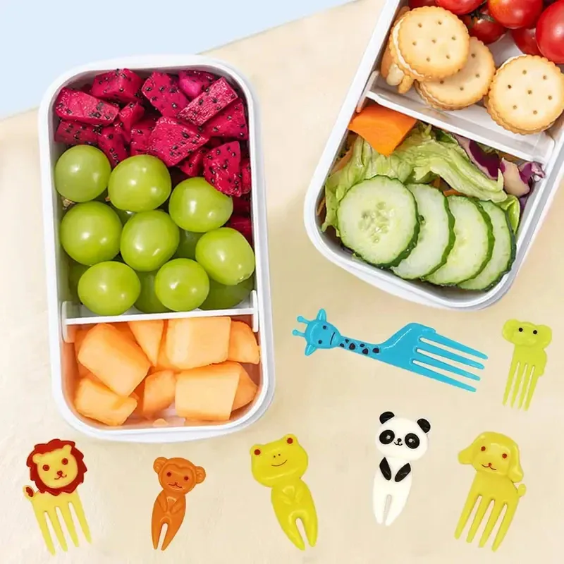 Lot de 10 à 70 pics alimentaires en plastique en forme d'animaux pour enfants : fourchettes à fruits, cure-dents et brochettes pour la décoration de boîtes à bento 5