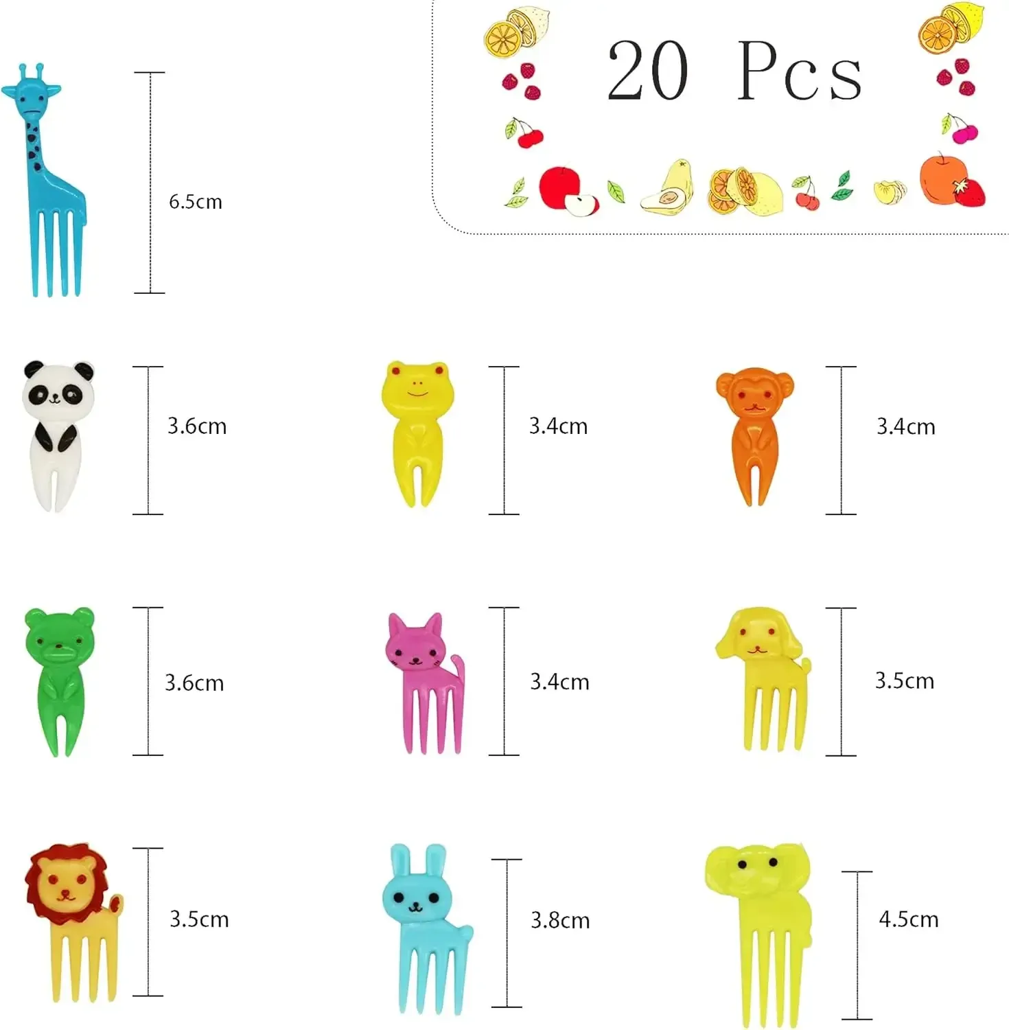 Gros plan sur les piques alimentaires en forme d'animaux