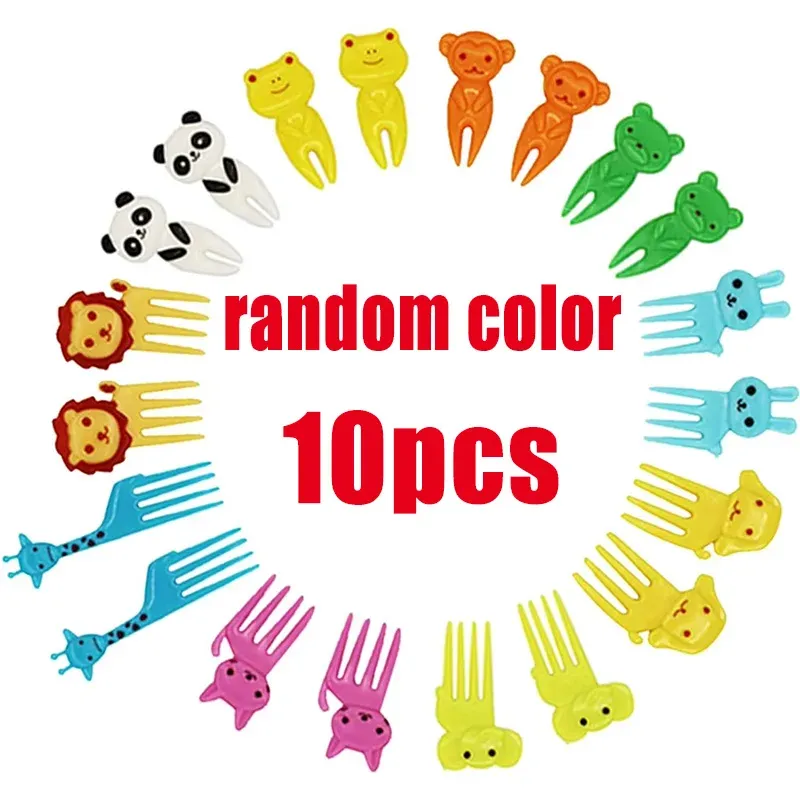 Lot de 10 à 70 pics alimentaires en plastique en forme d'animaux pour enfants : fourchettes à fruits, cure-dents et brochettes pour la décoration de boîtes à bento 7