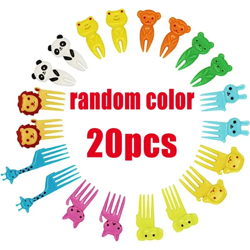 Lot de 10 à 70 pics alimentaires en plastique en forme d'animaux pour enfants : fourchettes à fruits, cure-dents et brochettes pour la décoration de boîtes à bento 11