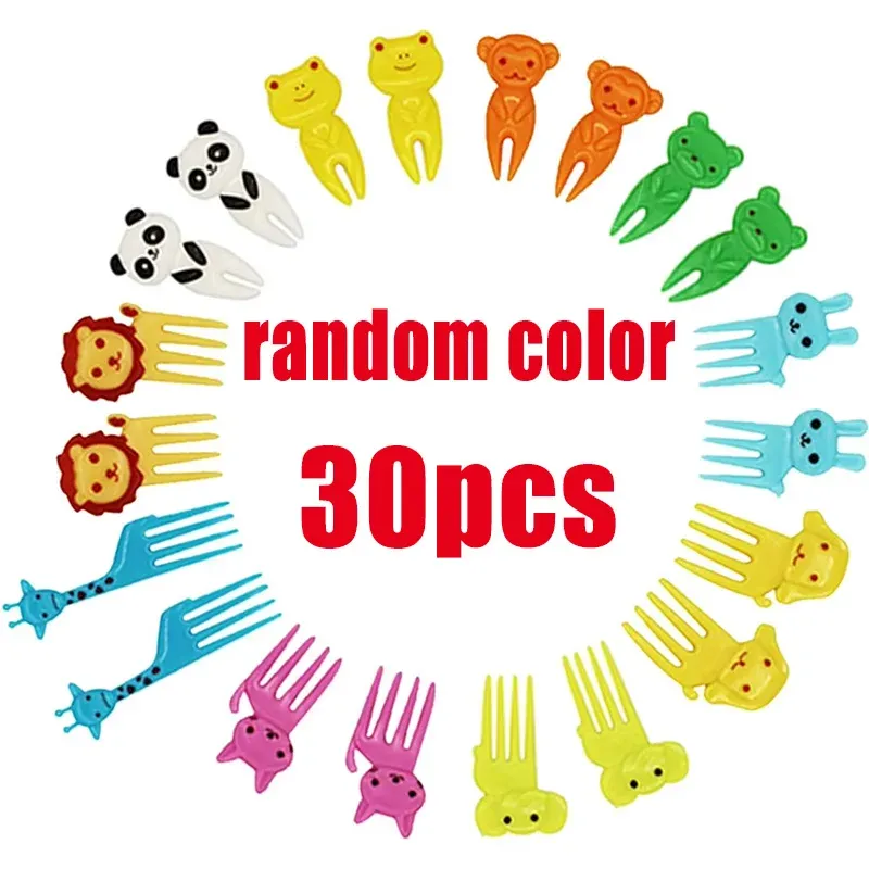 Lot de 10 à 70 pics alimentaires en plastique en forme d'animaux pour enfants : fourchettes à fruits, cure-dents et brochettes pour la décoration de boîtes à bento 10