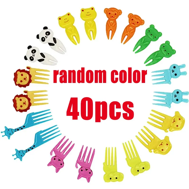 Lot de 10 à 70 pics alimentaires en plastique en forme d'animaux pour enfants : fourchettes à fruits, cure-dents et brochettes pour la décoration de boîtes à bento 9