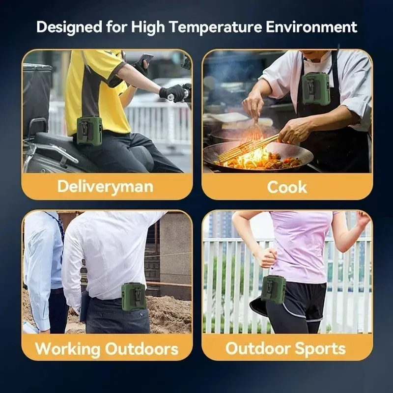 Ventilateur portable 2026 avec batterie externe, éclairage LED, ventilateur de cou suspendu, 5 vitesses, fort débit d'air, ventilateur rafraîchissant pour le travail en extérieur 4