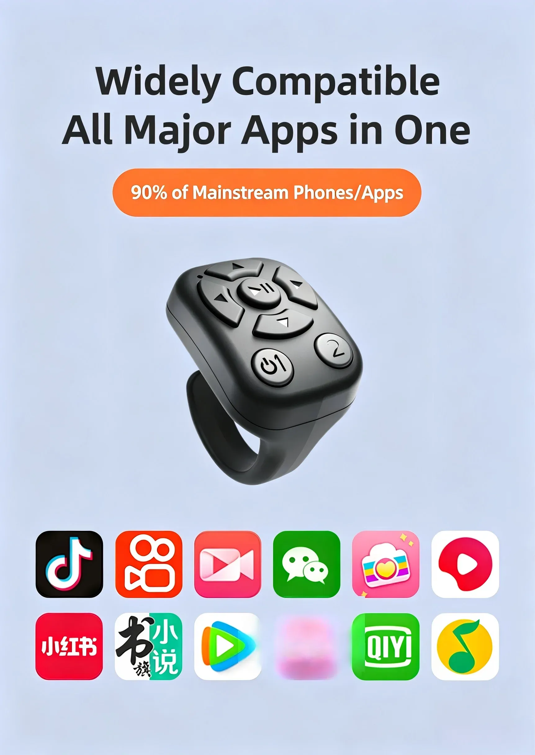 Télécommande Bluetooth sans fil en forme d'anneau pour smartphone et tablette, avec contrôle du défilement et du déclencheur photo 4