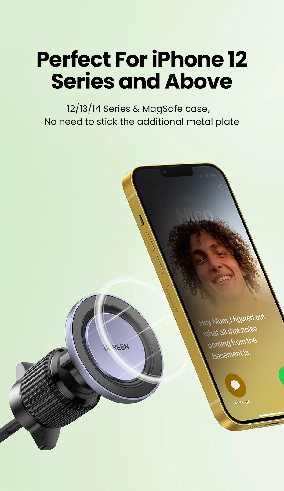 Téléphone maintenu par le support magnétique