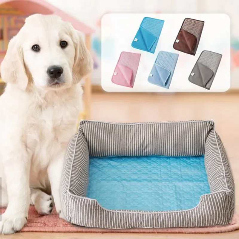 Tapis rafraîchissant pour animaux de compagnie, respirant et lavable, couverture d'été pour chien et chat, pour chenil, caisse et lit, couchage en soie glacée 2