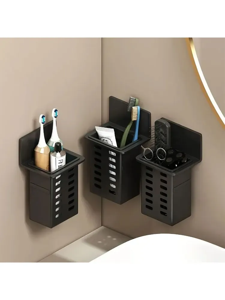 Support mural multifonction pour brosses à dents, cosmétiques, baguettes et stylos – Aucun montage requis 3