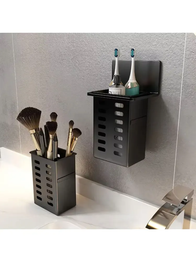 Support mural multifonction pour brosses à dents, cosmétiques, baguettes et stylos – Aucun montage requis
