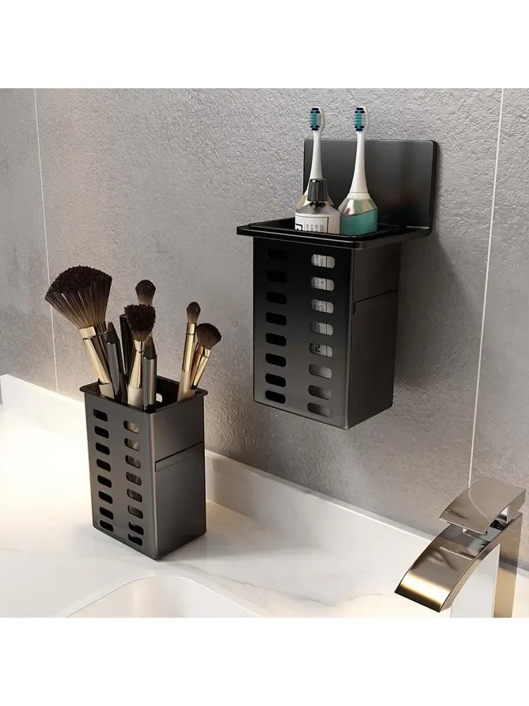 Support mural multifonction pour brosses à dents, cosmétiques, baguettes et stylos – Aucun montage requis 8