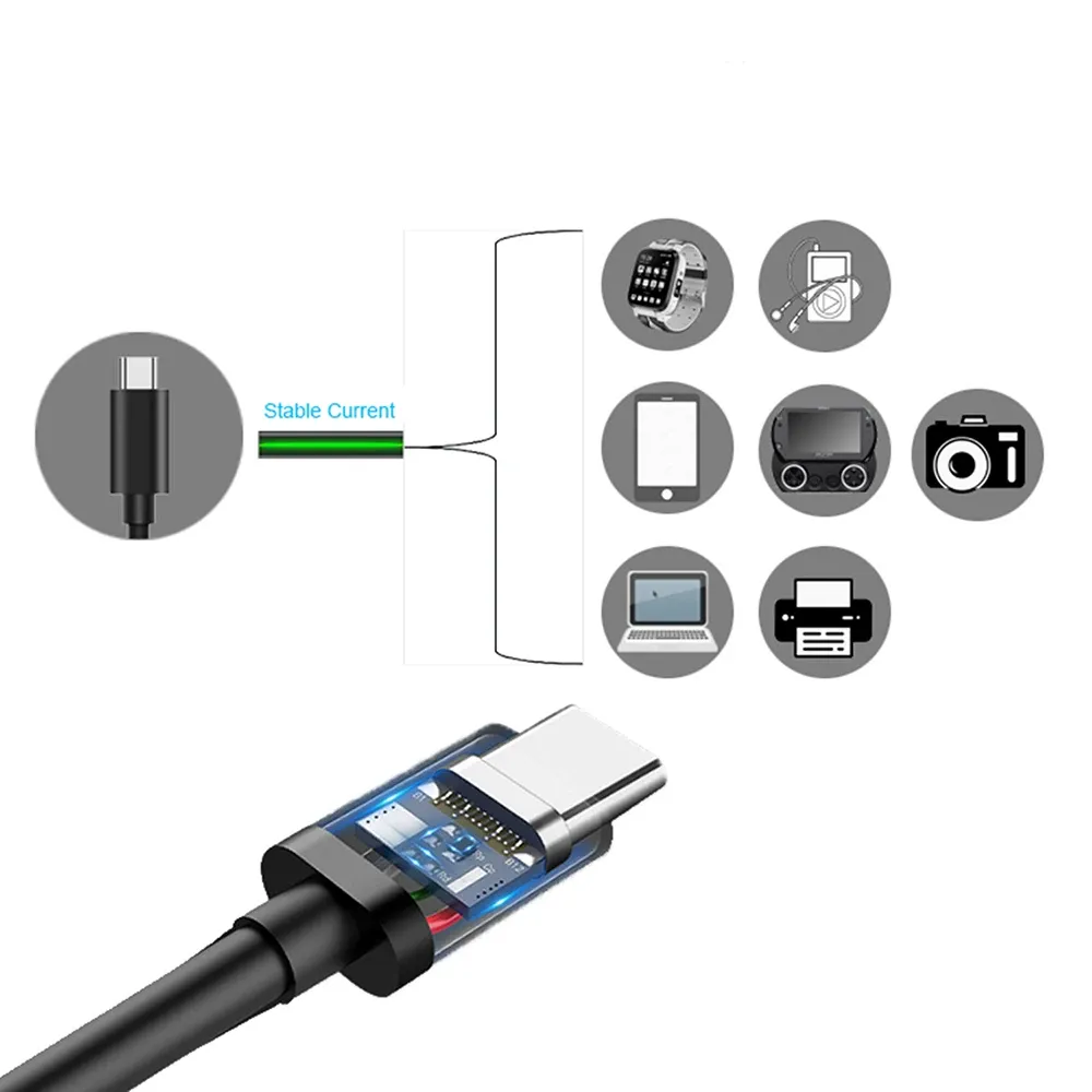 Câble de données USB-C à charge rapide, noir et blanc, PD 60 W, compatible iPhone 15 / 15 Pro, Huawei, Samsung, Xiaomi, 1 m, 2 m, 3 m 6