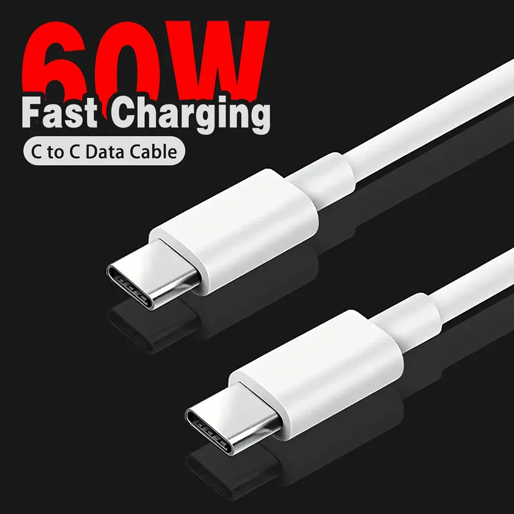 Câble de données USB-C à charge rapide, noir et blanc, PD 60 W, compatible iPhone 15 / 15 Pro, Huawei, Samsung, Xiaomi, 1 m, 2 m, 3 m 10