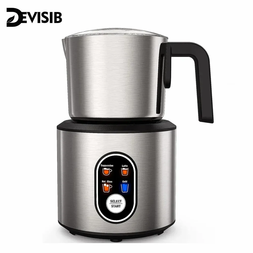 DEVISIB Mousseur à Lait Électrique 4-en-1, Mousseur Magique Instantané, Pichet en Acier Inoxydable 350 ml, Lavable au Lave-Vaisselle, Chaud et Froid - Image 1