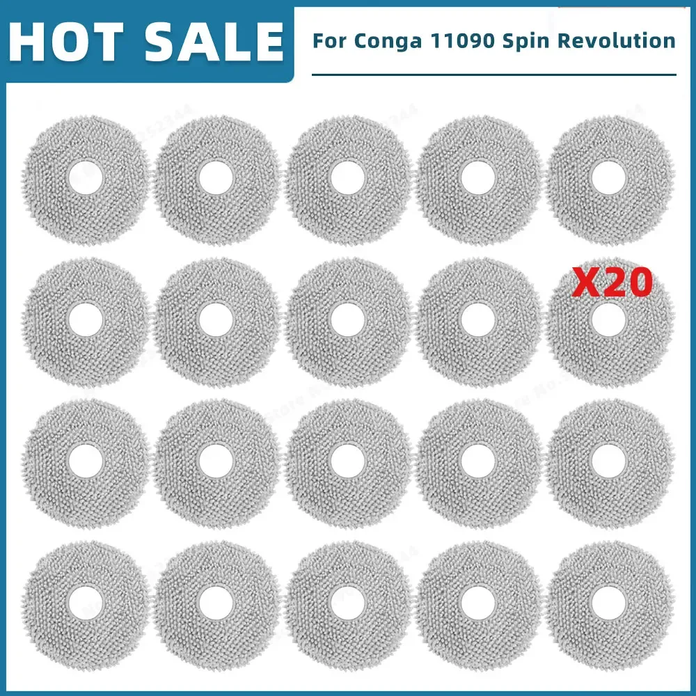 Pièces de rechange compatibles pour aspirateur Cecotec Conga 11090 / 13090 Spin Revolution : filtre, brosse latérale, balai-serpillière et sac à poussière 19