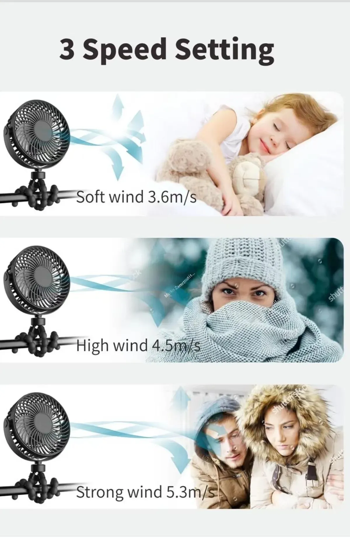 Mini ventilateur de poussette, pour le camping