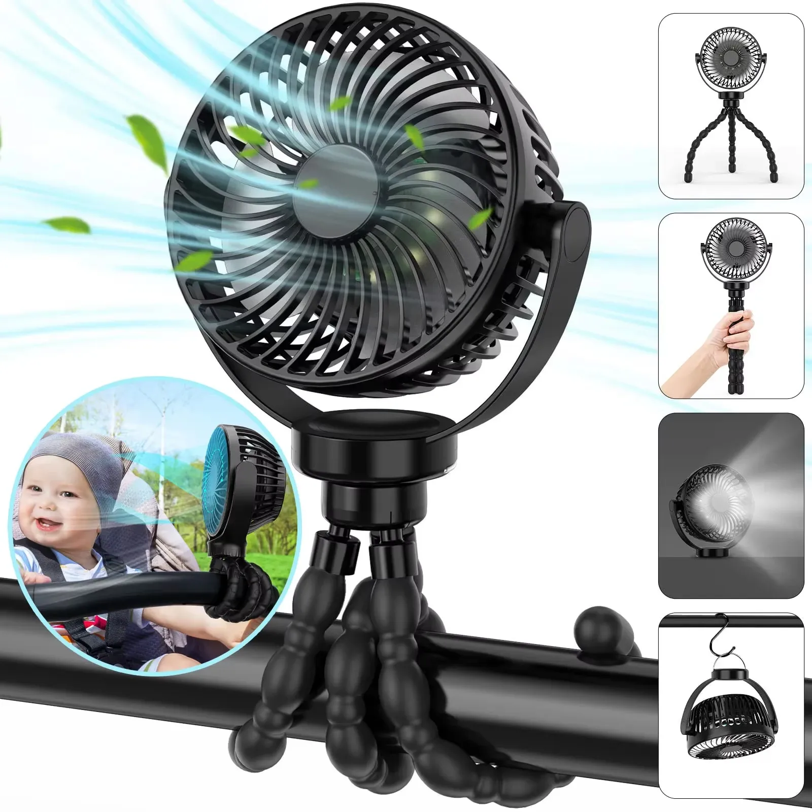 Mini ventilateur de poussette en situation