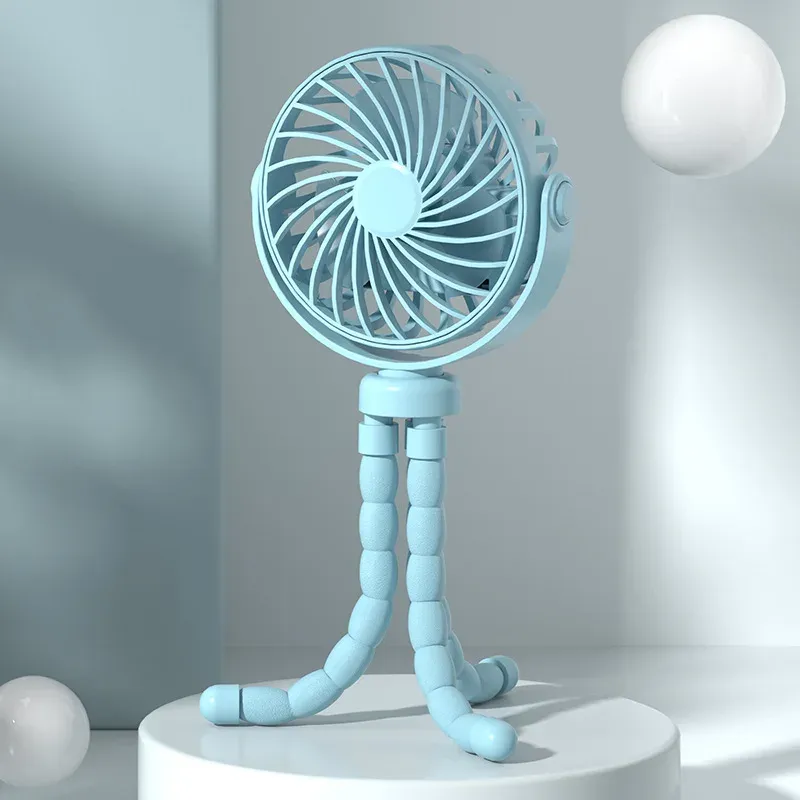 Mini ventilateur de poussette 3 vitesses pour bébé avec lumière LED, portable, rechargeable par USB et support pour téléphone 9