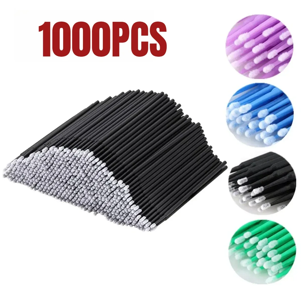 Brosse de nettoyage pour cils, lot de 1000/500 pièces, outil de maquillage coloré, brosse en cristal micro - Image 1