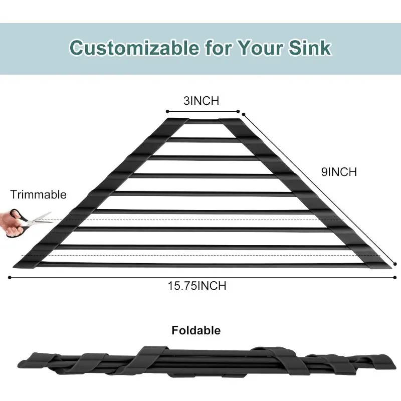 Égouttoir pliable triangulaire en acier inoxydable pour évier de cuisine, support de rangement pour bols et baguettes 6