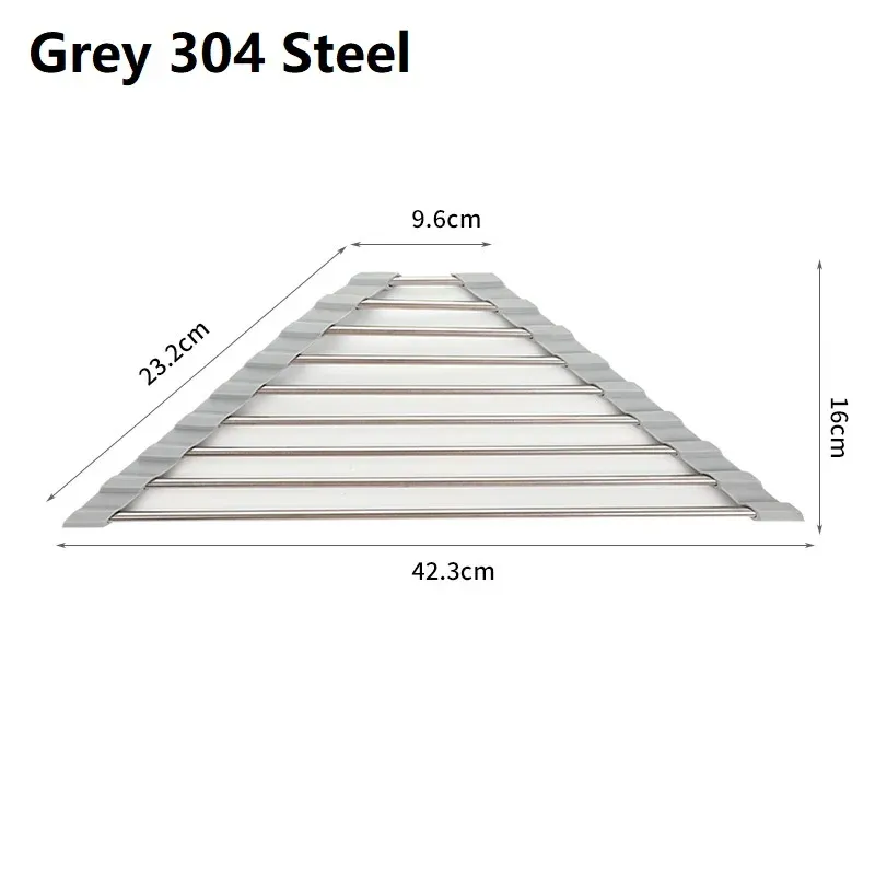 Égouttoir pliable triangulaire en acier inoxydable pour évier de cuisine, support de rangement pour bols et baguettes 7